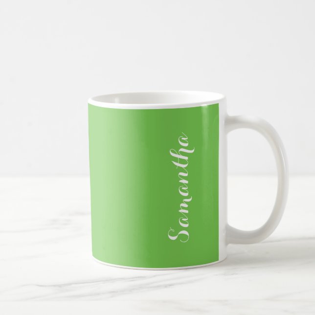 Caneca De Café Cor Sólida Verde Brilhante Vívida e Personalizada (Direita)