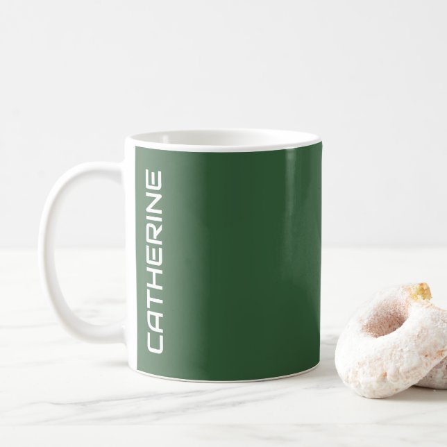 Caneca De Café Cor Sólida Verde Caçadora Personalizada (Com Donut)