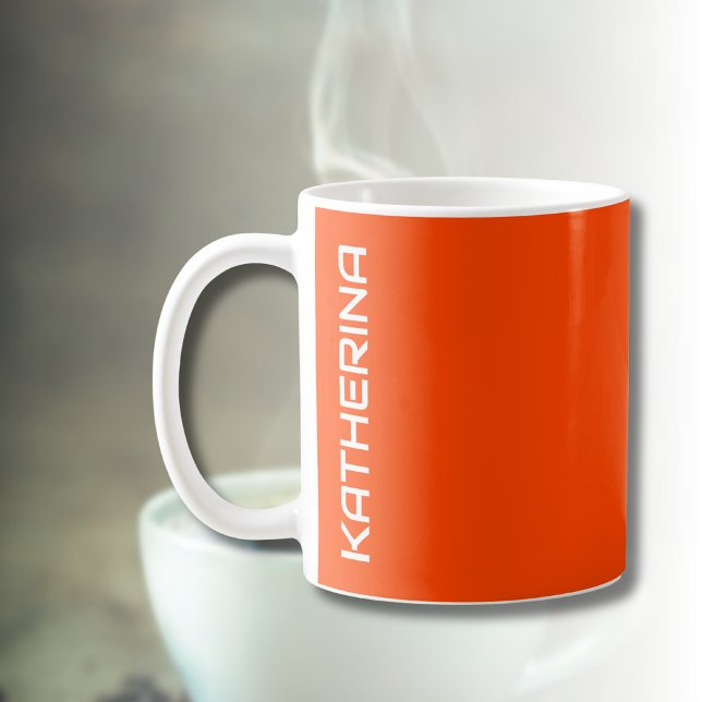 Caneca De Café Cor Sólido Laranja Flame | Personalizado Clássico (Criador carregado)