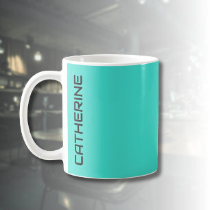 Caneca De Café Cor Sólido Turquesa Personalizada