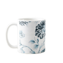 Cora vintage azul & branco Toile floral No.2 da