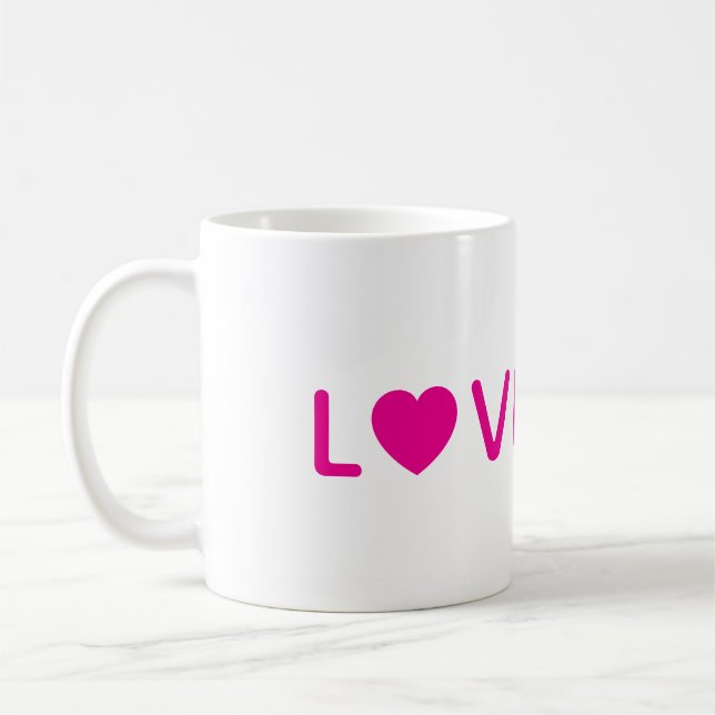 Caneca de Café Coração Amor | Presente Fofo Rosa (Esquerda)