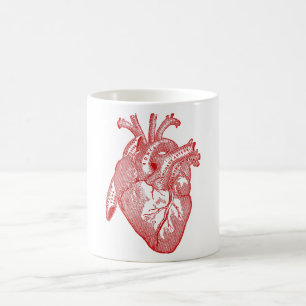 Caneca De Café Coração Anatômico Vermelho Antiquado