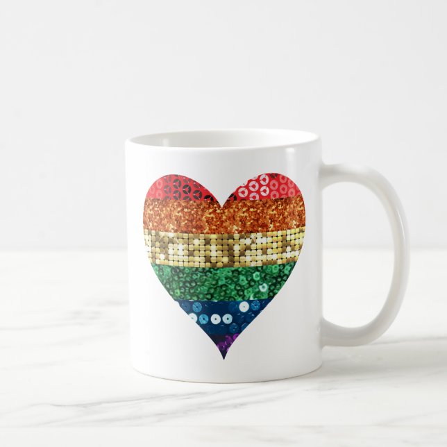 Caneca De Café coração arco-íris lgbt (Direita)