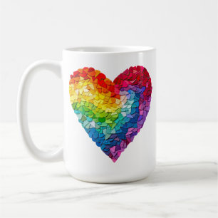 Caneca De Café Coração Arco-íris Mosaico Orgulho Queer Amor Gay L