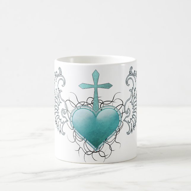 Caneca De Café Coração azul de cristal fiel (Centro)