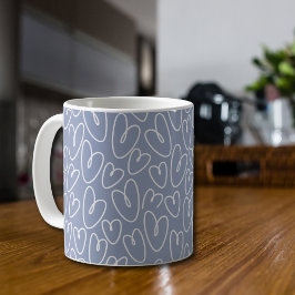 Caneca De Café Coração Azul Moderno