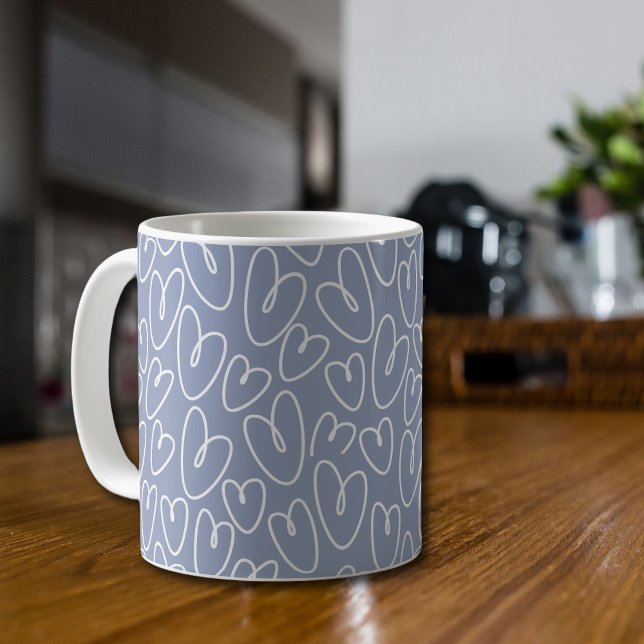 Caneca De Café Coração Azul Moderno (Criador carregado)