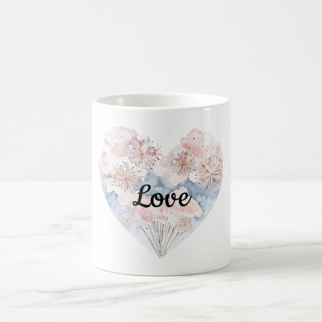 Caneca De Café Coração Azul Rosa (Centro)