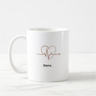 Caneca De Café Coração Batida Amor Minimalista