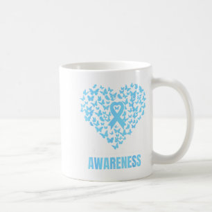 Caneca De Café Coração Borboleta Fita Azul Claro Doença de Addiso
