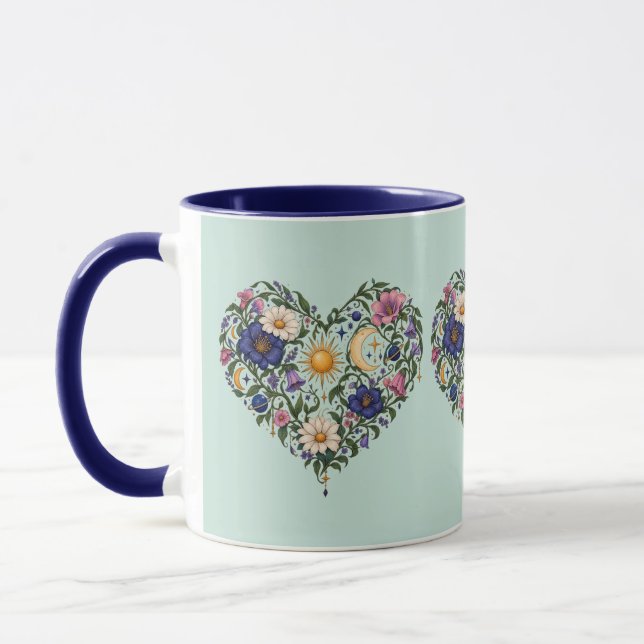 Caneca de Café Coração Botânico Celestial (Esquerda)