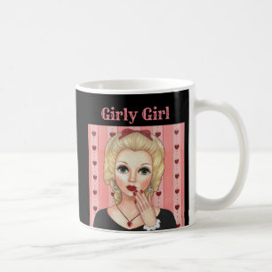 Caneca De Café Coração Cabeça de Colar Vase Garota Loura Rosa