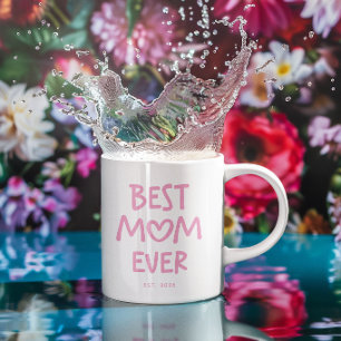 Caneca De Café Coração Caprichoso Rosa Melhor Mãe de Todos os Tem