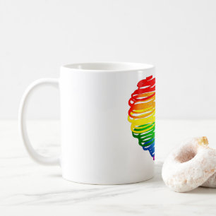 Caneca De Café Coração colorido arco-íris de SlipperyJoe rabiscad
