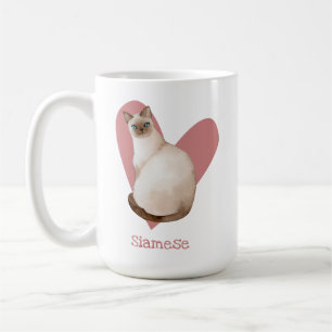 Caneca De Café Coração Cor de Água do Gatinho Rosa Siamês
