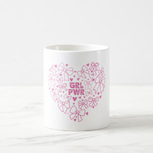 Caneca De Café Coração cor-de-fita rosa GRL PWR - Dia das mulhere