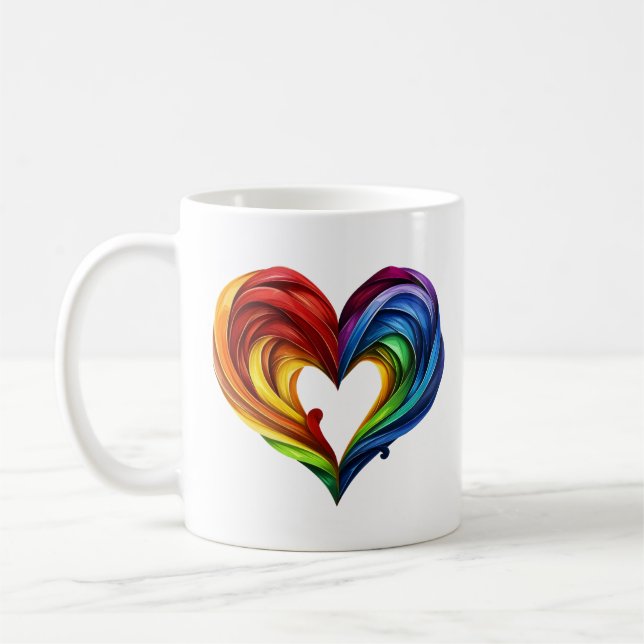 Caneca De Café Coração - Cores Arco-Íris (Esquerda)