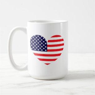 Caneca De Café Coração da Bandeira Americana
