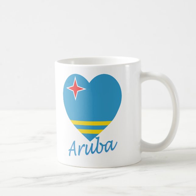 Caneca De Café Coração da bandeira de Aruba (Direita)