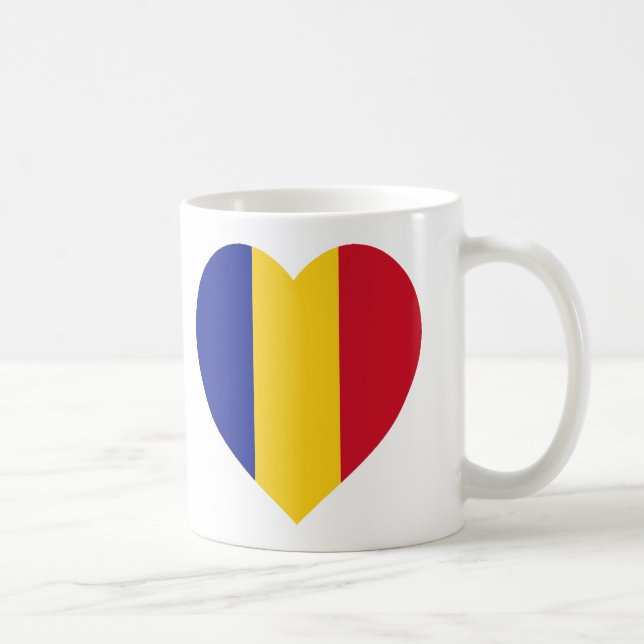 Caneca De Café Coração da bandeira de Romania (Direita)