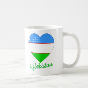 Caneca De Café Coração da bandeira de Uzbekistan