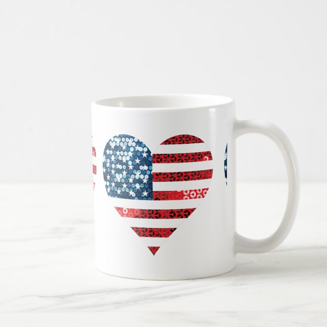 Caneca De Café coração da bandeira dos eua (Direita)