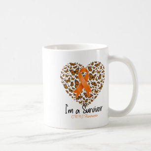 Caneca De Café Coração da Borboleta Laranja Sou um Sobrevivente C