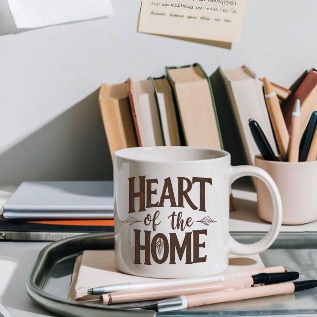 Caneca De Café Coração da Casa | Mug de Nome Personalizado (Criador carregado)