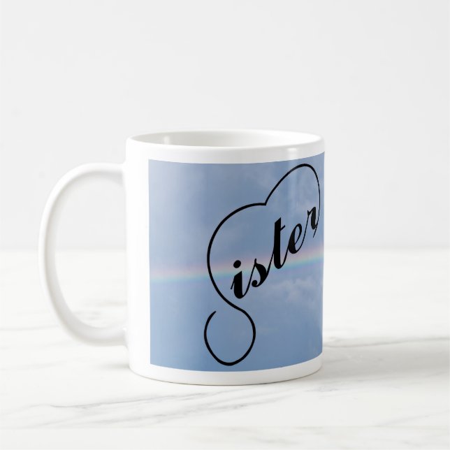 Caneca De Café Coração da irmã e arco-íris (Esquerda)