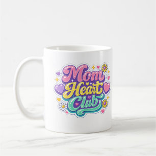 Caneca De Café Coração da Mamãe Clube Floral Retrô Groovy