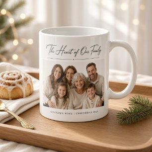 Caneca De Café Coração da Nossa Família Foto Personalizada da Vov