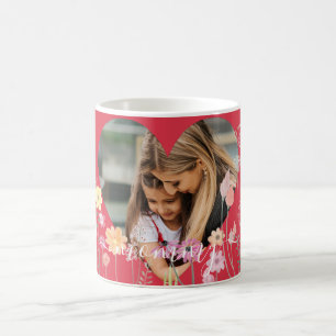 Caneca De Café Coração das Flores Elegantes Foto personalizada
