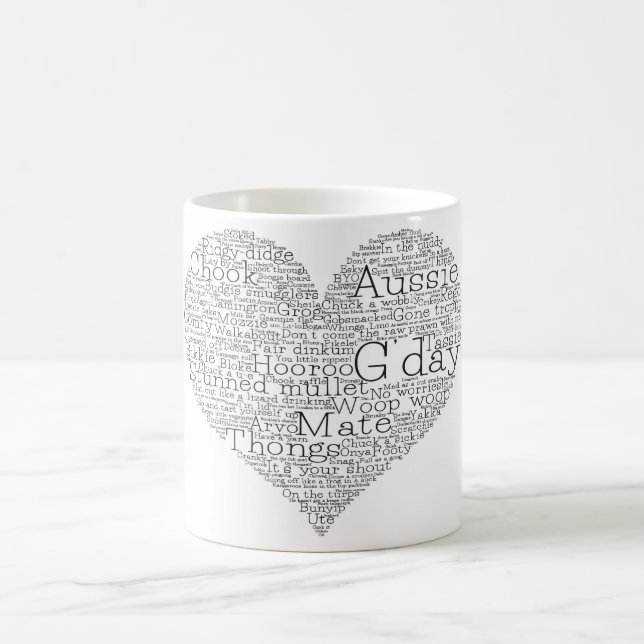 Caneca De Café Coração das gírias australianas (Centro)