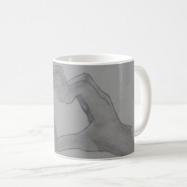 Caneca De Café Coração Das Mãos (Frente Esquerda)
