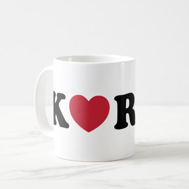 Caneca De Café Coração de Amor da Coreia (Frente Esquerda)