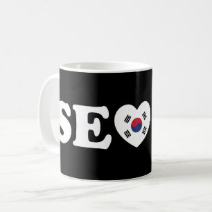 Caneca De Café Coração de amor de Seul Bandeira Taegeukgi