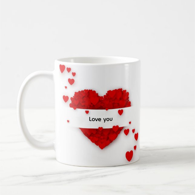 Caneca de Café Coração de Amor Romântico (Esquerda)