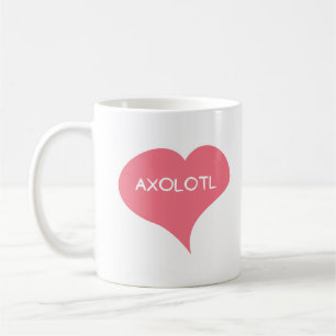 Caneca De Café Coração de Amor Rosa AXOLOTL