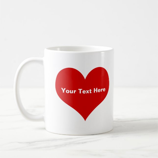 Caneca De Café Coração de Amor Vermelho Personalizado (Esquerda)