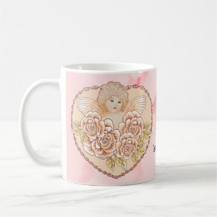 Caneca De Café Coração de Anjo Querubim
