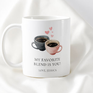 Caneca De Café Coração de Aquarela Casal Moderno Dia dos Namorado
