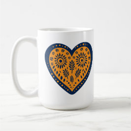 Caneca De Café Coração de Arte Popular