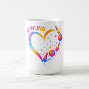 Caneca De Café Coração de Boliche Pinos de Boliche Coloridos Aman