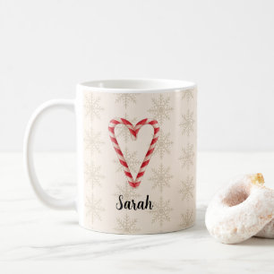 Caneca De Café Coração de Cana-de-Açúcar com Nome Personalizado P