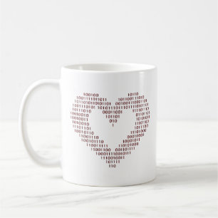 Caneca De Café Coração de Código Binário
