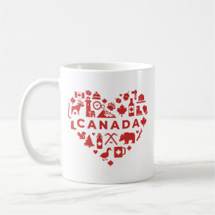 Caneca De Café Coração de Colagem do Canadá