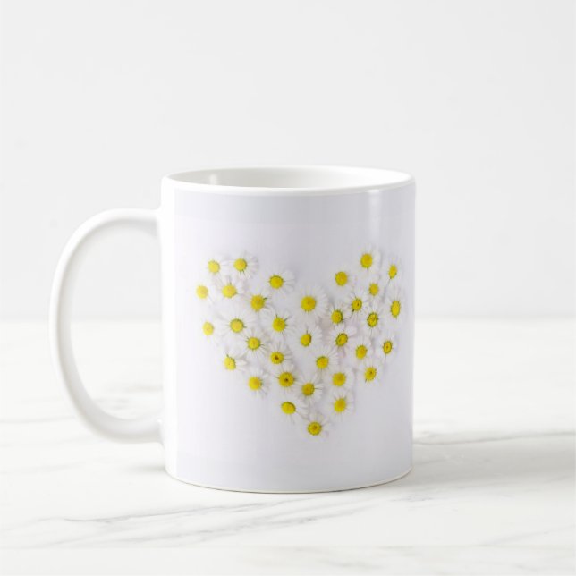 Caneca De Café Coração de Daisies Floral Mug (Esquerda)