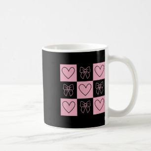 Caneca De Café Coração de Dia dos Namorados Xadrez Retro Coquette