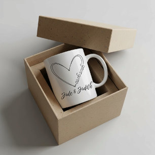 Caneca De Café Coração de doodle personalizado casamento